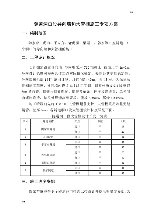 施工方案-隧道洞口段导向墙和大管棚施工专项方案1