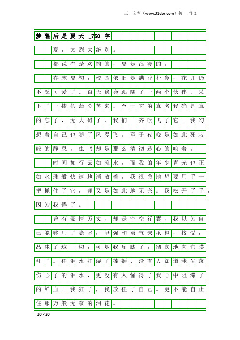 初一作文：梦醒后是夏天_750字