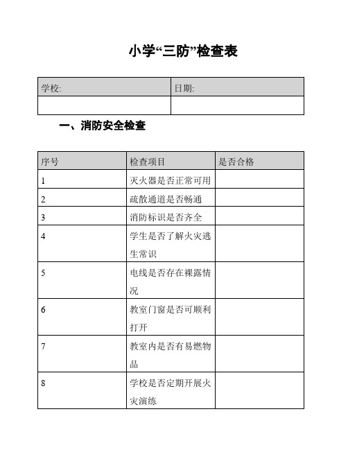 小学“三防”检查表