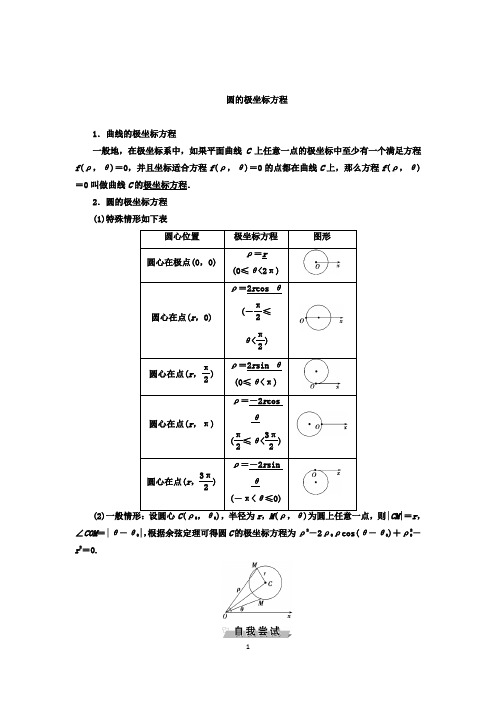 圆的极坐标方程