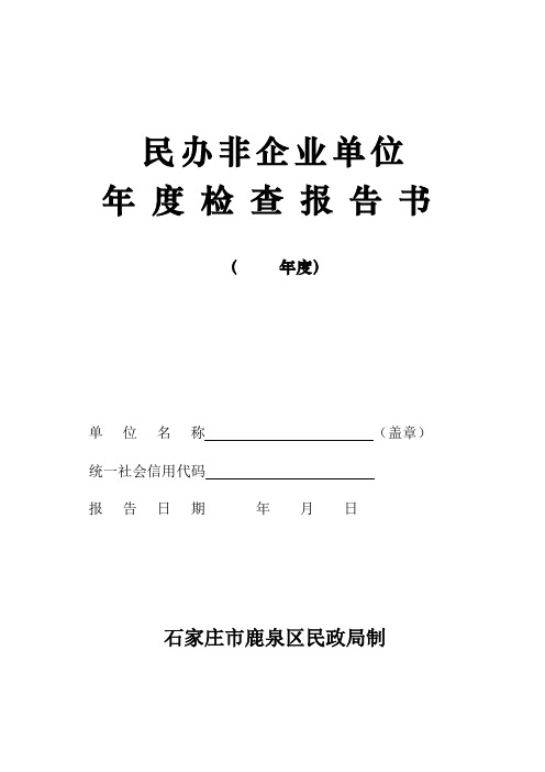 民办非企业单位年度检查报告书