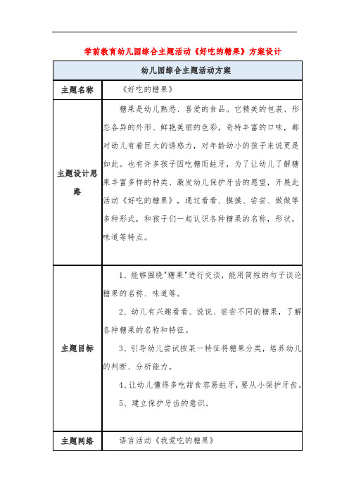 学前教育幼儿园综合主题活动《好吃的糖果》方案设计