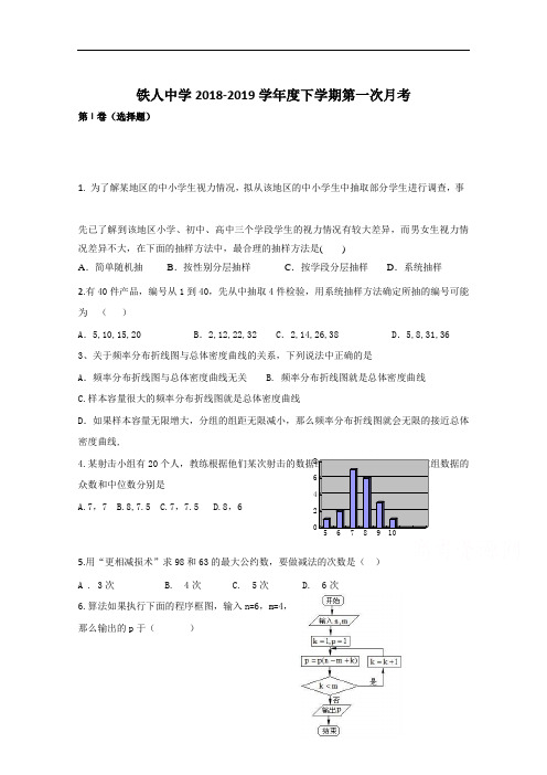 黑龙江省大庆铁人中学2019年高二上学期第一次阶段性检测数学试题 Word版含答案