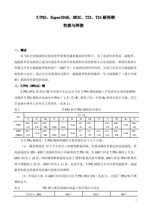 超(超)临界锅炉用钢性能与焊接