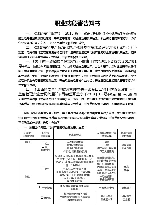 职业病危害告知书+2021.4.13