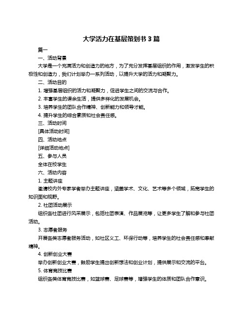 大学活力在基层策划书3篇