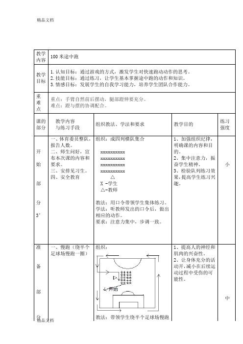 100米途中跑资料讲解