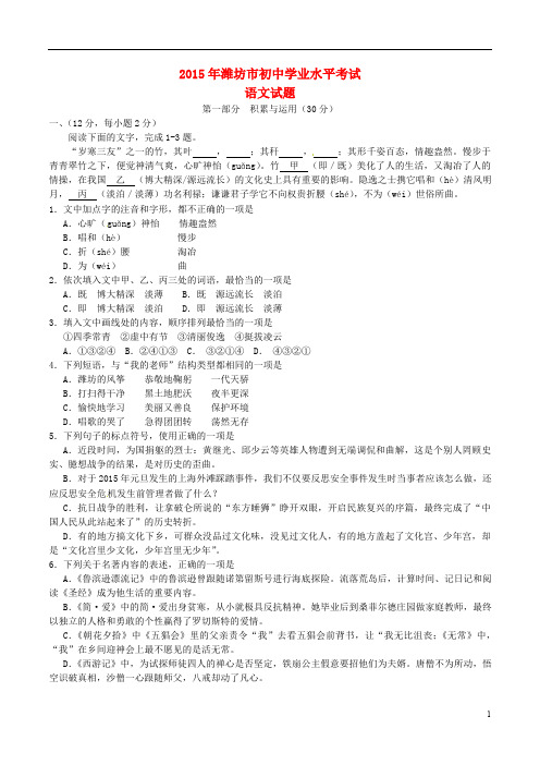 2015年全国各地中考语文试卷(共3套部分试卷含答案解析) (55)