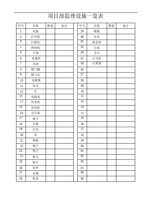 监理设施一览表