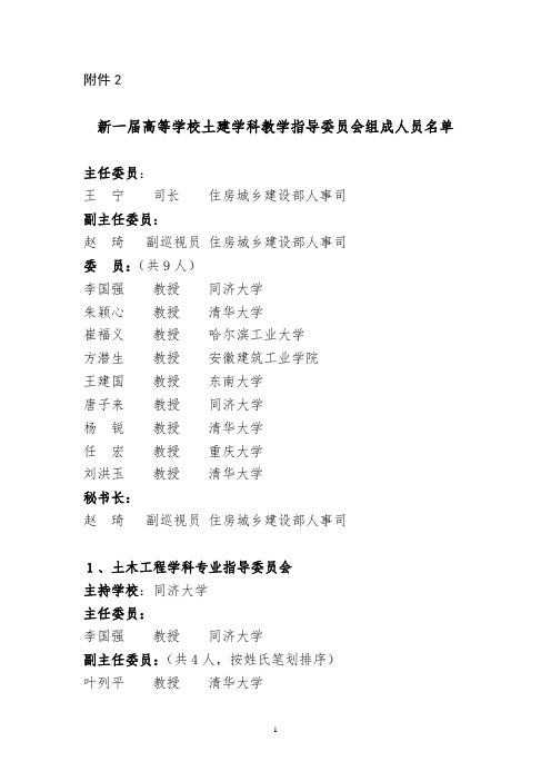 2013-2017高等学校土建学科教学指导委员会名单