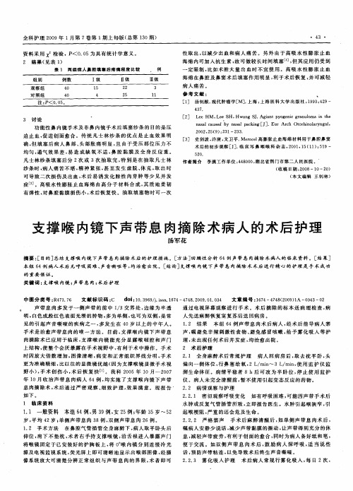 支撑喉内镜下声带息肉摘除术病人的术后护理