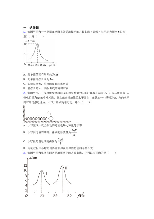 高中物理选修一第二章《机械振动》测试题(含答案解析)