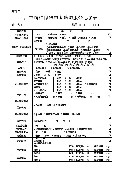 严重精神障碍患者随访服务记录表(苇河卫生院印刷稿)