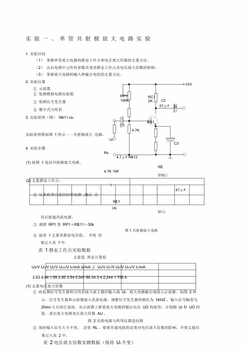 单管共射极放大电路实验总结报告