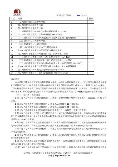 跨地区经营汇总纳税企业年度分摊企业所得税明细表——(工商税务)