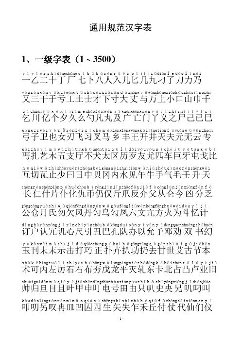 通用规范汉字表(一二级带拼音)