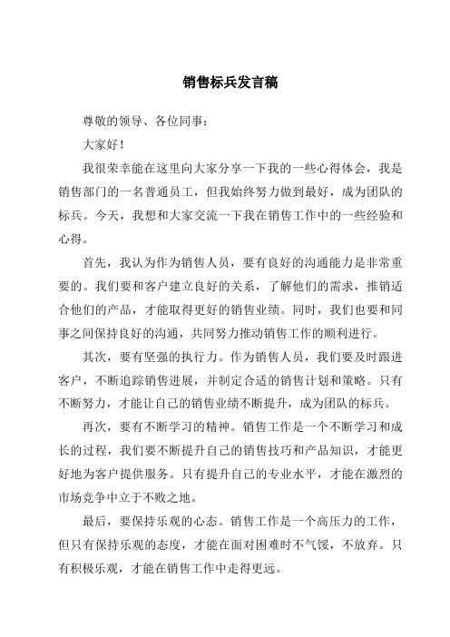 销售标兵发言稿