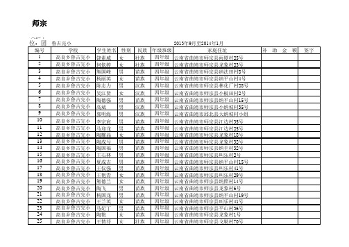 四年级寄宿生生活补助