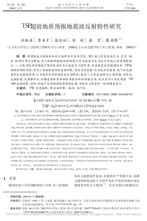 TSP超前地质预报地震波反射特性研究