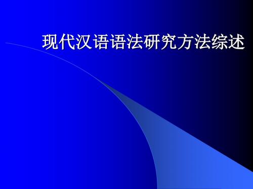 【精品文档】现代汉语语法研究方法综述