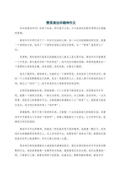 赞美黄旭华精神作文