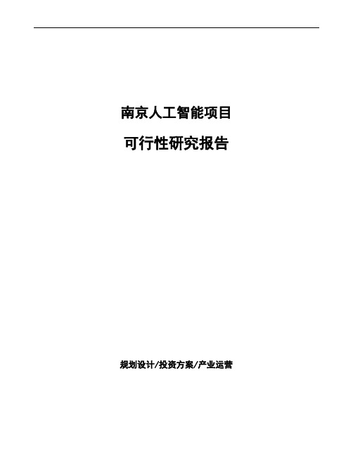 南京人工智能项目可行性研究报告