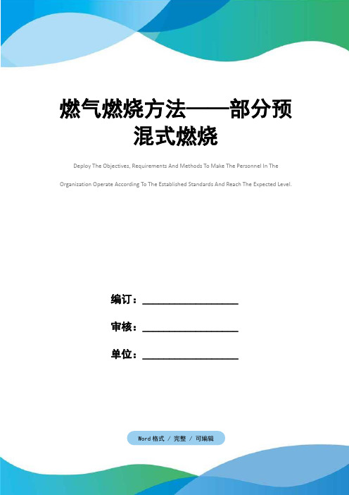 燃气燃烧方法——部分预混式燃烧