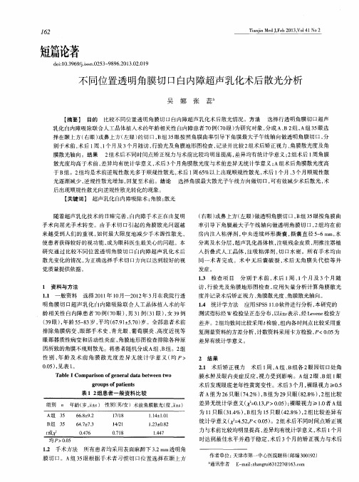 不同位置透明角膜切口白内障超声乳化术后散光分析