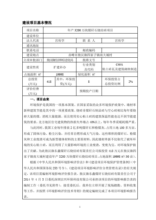 煤矸石烧结砖建设项目环评报告表