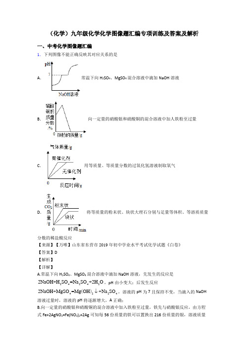 (化学)九年级化学化学图像题汇编专项训练及答案及解析