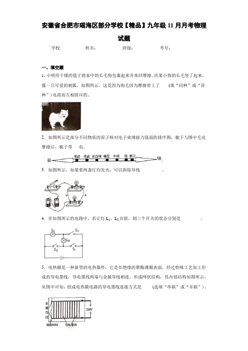 九年级11月月考物理试题(答案解析)00