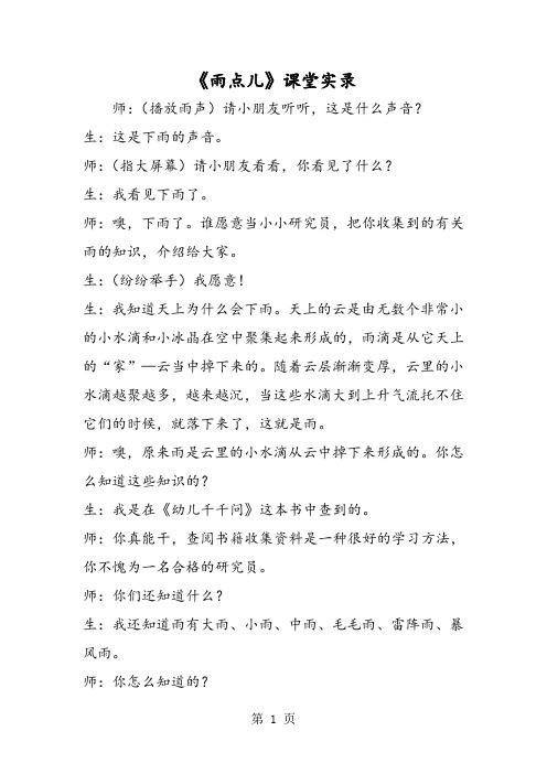 《雨点儿》课堂实录-word文档资料