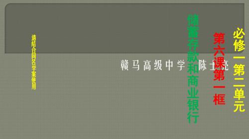 期高一政治课件：必修1第六课第1框《储蓄存款和商业银行》 (共15张PPT)