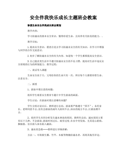 安全伴我快乐成长主题班会教案