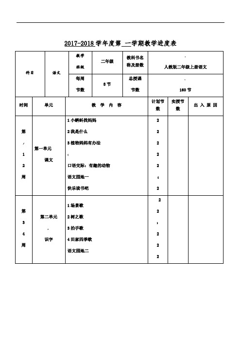 新版部编人教版二年级上册语文全册教案教学设计(2017审定)