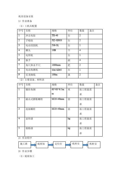 机房设备安装作业指导书