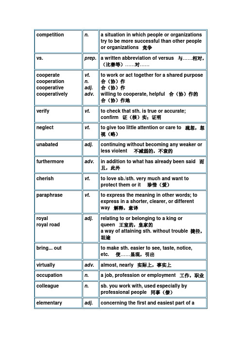 创新大学英语3综合教程(华东师范大学出版社)第一单元单词