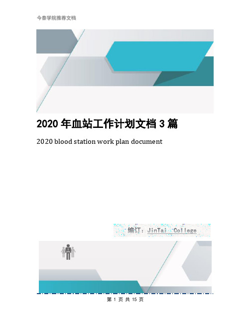 2020年血站工作计划文档3篇