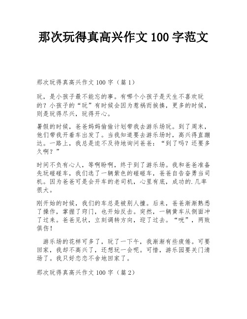 那次玩得真高兴作文100字范文