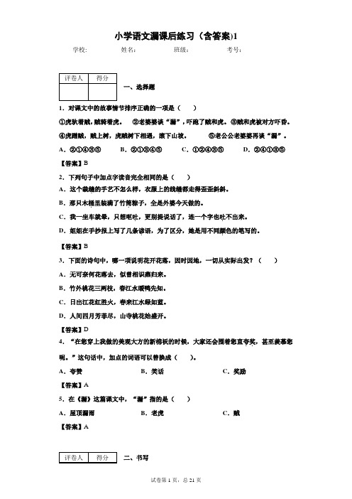 小学语文漏课后练习(含答案)1