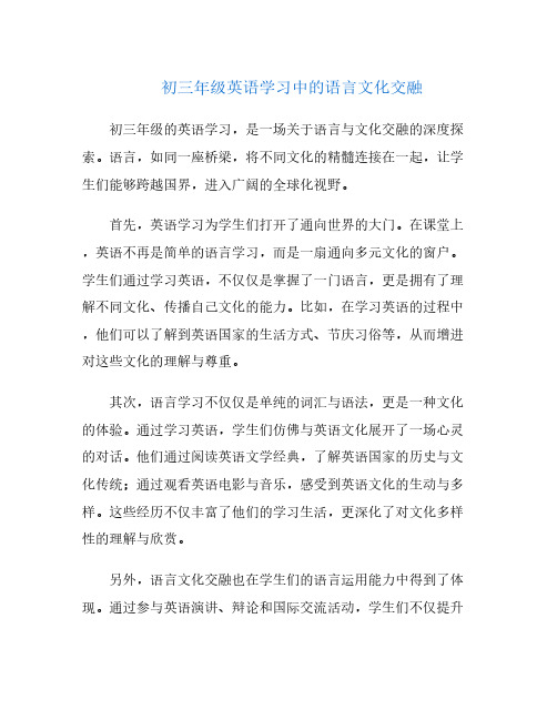 初三年级英语学习中的语言文化交融