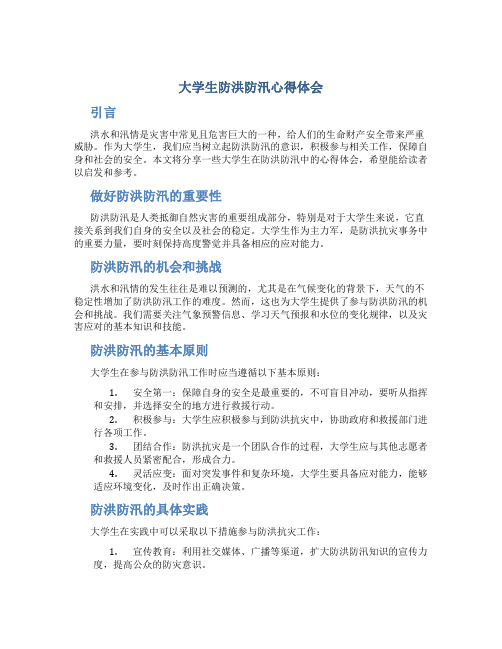 大学生防洪防汛心得体会