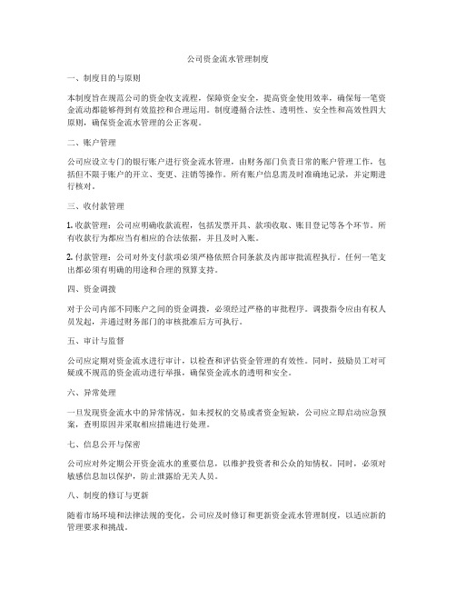 公司资金流水管理制度