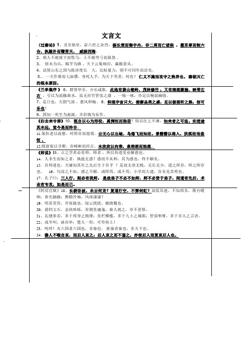 最新-高一第二册文言文背诵关键句[整理] 精品