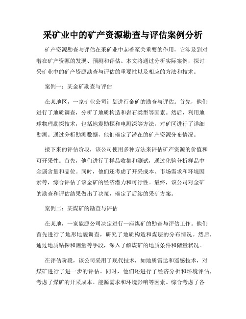 采矿业中的矿产资源勘查与评估案例分析