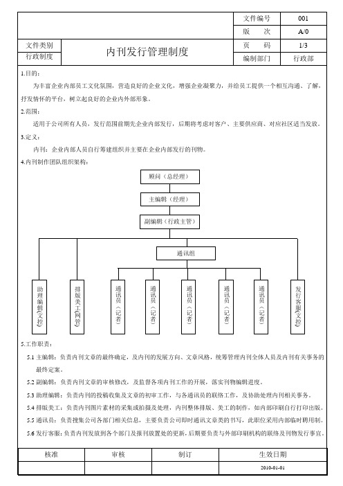 内刊发行管理制度