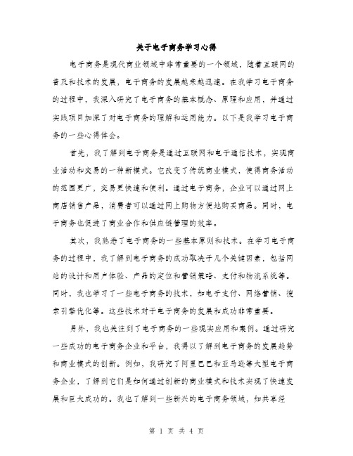 关于电子商务学习心得（2篇）