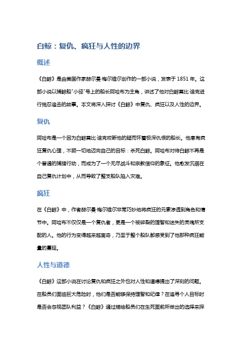 《白鲸》：复仇、疯狂与人性的边界