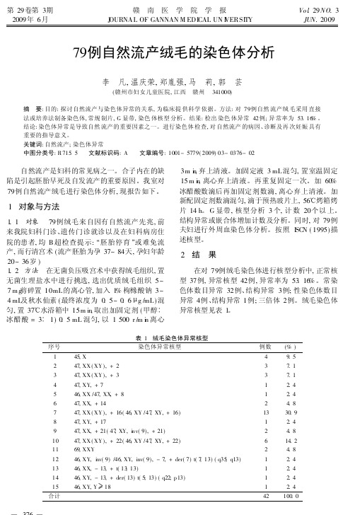 79例自然流产绒毛的染色体分析