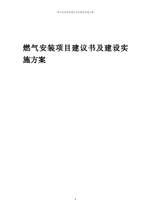 2024年燃气安装项目建议书及建设实施方案